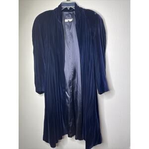 Vintage Victor Costa Blue Velvet Maxi Over Coat Sz Large Opera Cocktail